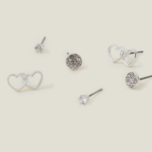 3 X LINKED HEART STUDS